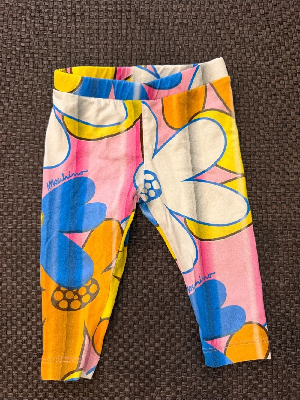Moschino Kids Pink Blue Yellow Floral Print Leggings